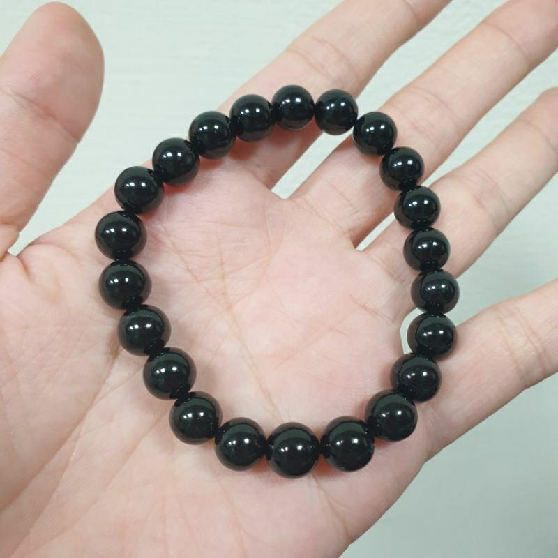 天然玉A貨-C1785-瓜料墨翠手珠(不透光)珠寬7.8mm💰售價888元• 適合手圍16公分配戴-細節圖4