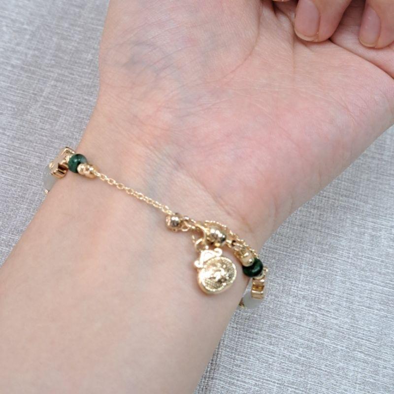 逸品軒～天然緬甸玉A貨-C1872-冰糯葫蘆手鍊 珠寬7mm厚4.9mm 💰特價999元
• 適合手腕14-15公分配-細節圖2