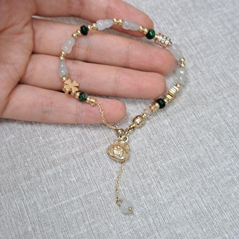 逸品軒～天然緬甸玉A貨-C1872-冰糯葫蘆手鍊 珠寬7mm厚4.9mm 💰特價999元
• 適合手腕14-15公分配-細節圖3