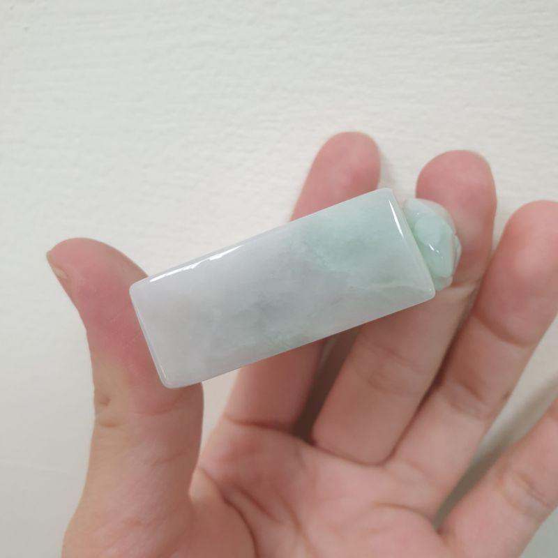 天然緬甸玉A貨-O0288-飄花貔貅小擺件(附陸證)高48.5mm寬48.1mm厚16.3mm💰特價2200元-細節圖2