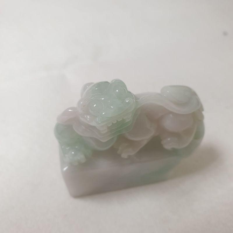 天然緬甸玉A貨-O0288-飄花貔貅小擺件(附陸證)高48.5mm寬48.1mm厚16.3mm💰特價2200元-細節圖3