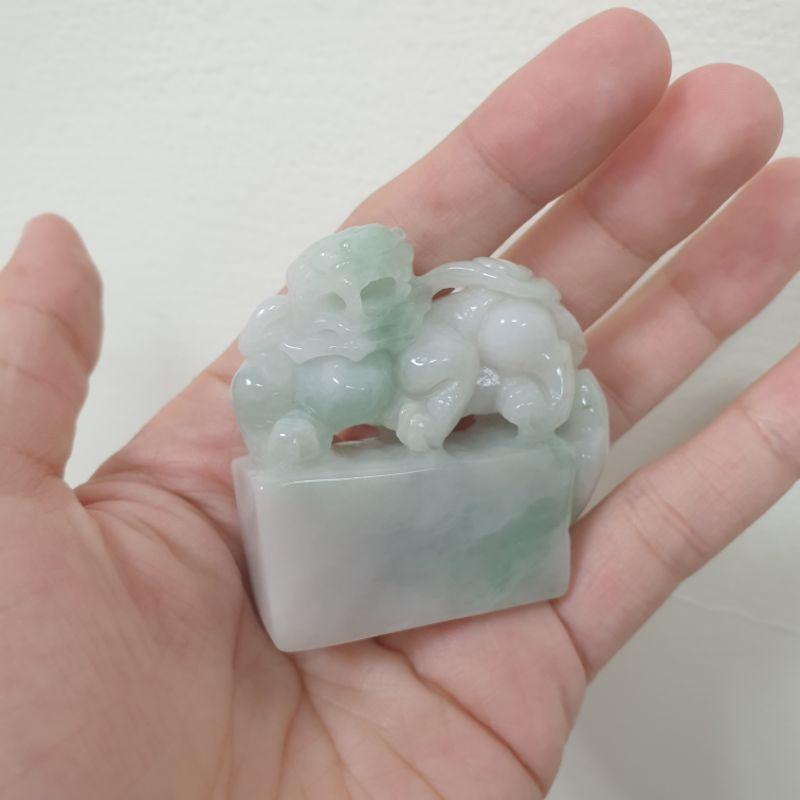 天然緬甸玉A貨-O0288-飄花貔貅小擺件(附陸證)高48.5mm寬48.1mm厚16.3mm💰特價2200元-細節圖5