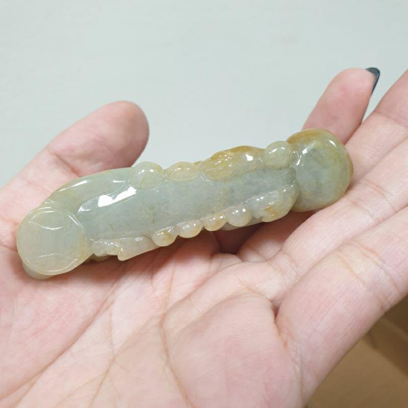 天然緬甸玉A貨-O0352-黃翡貔貅小擺件/手把件長73.5mm寬18mm厚27mm💰特價2500元-細節圖5