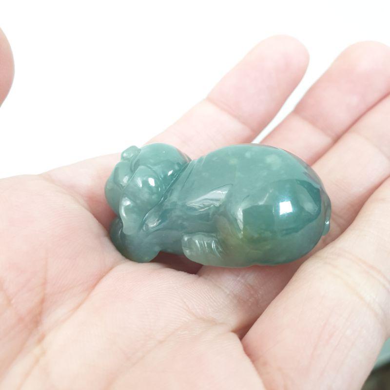 天然玉A貨-O0299-瓜料細糯小豬小擺件/墜子長37.8mm寬22mm厚18.3mm💰特價999元-細節圖4