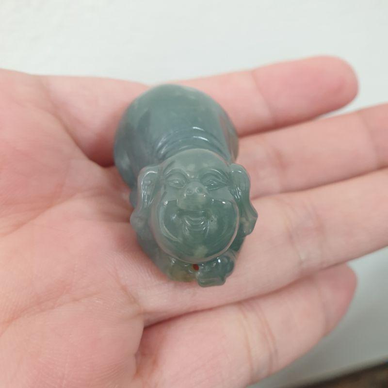 天然玉A貨-O0299-瓜料細糯小豬小擺件/墜子長37.8mm寬22mm厚18.3mm💰特價999元-細節圖5