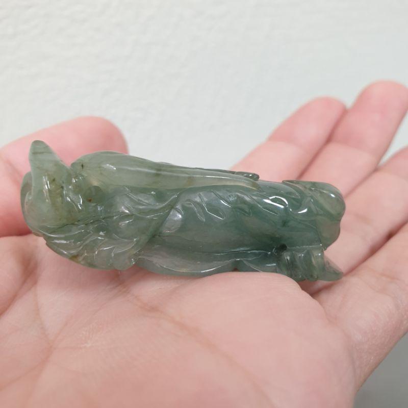 天然緬甸玉A貨-O0302-冰糯油青如意天祿小擺件長53mm寬24.2mm厚15.5mm💰特價3000元-細節圖4