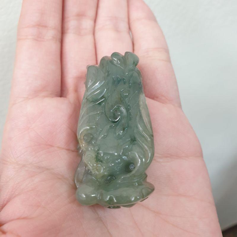 天然緬甸玉A貨-O0302-冰糯油青如意天祿小擺件長53mm寬24.2mm厚15.5mm💰特價3000元-細節圖5