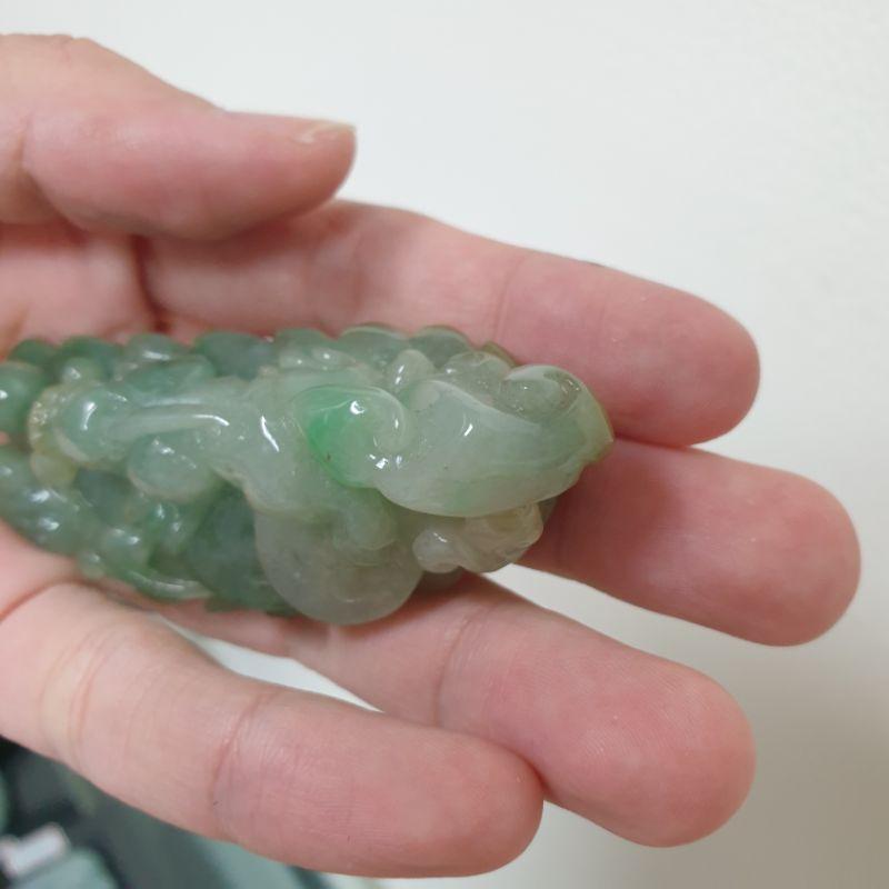 天然緬甸玉A貨-O0260-飄花招財貔貅小擺件/墜子長67.1mm寬27.1mm厚19.3mm💰特價2500元-細節圖3