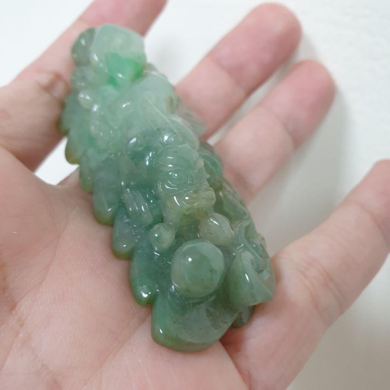 天然緬甸玉A貨-O0260-飄花招財貔貅小擺件/墜子長67.1mm寬27.1mm厚19.3mm💰特價2500元-細節圖6