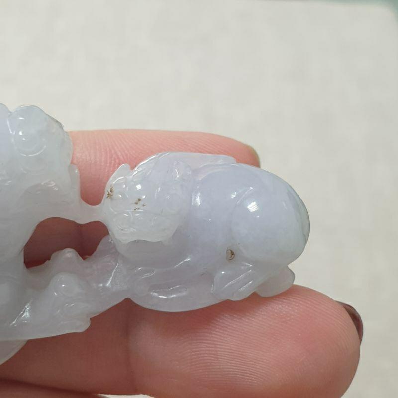 天然緬甸玉A貨-O0339-冰糯飄淡藍色望子成龍小擺件長63.9mm寬24.6mm厚13.1mm💰優惠價2680元-細節圖6
