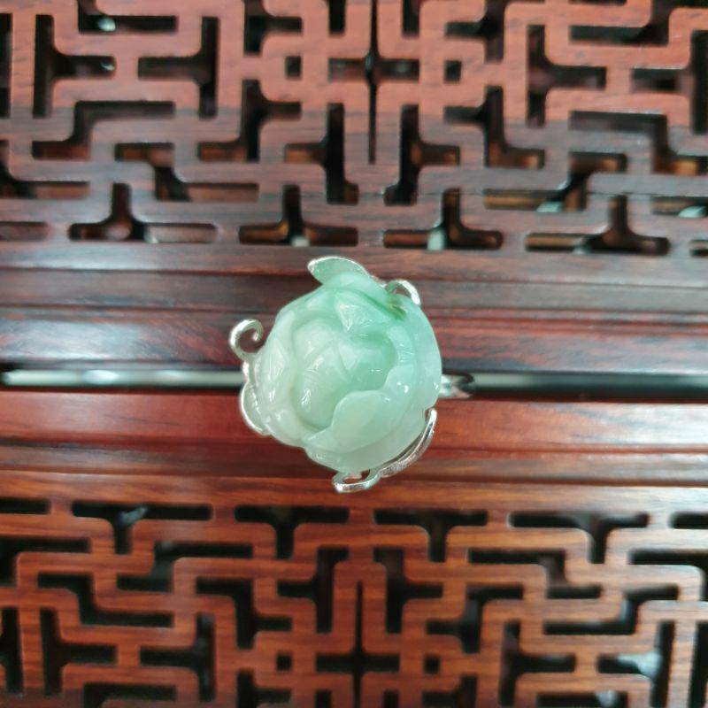 天然緬甸玉A貨-J0211-花戒指寬19mm厚5mm• 925銀台可調式戒圍💰特價888元-細節圖2