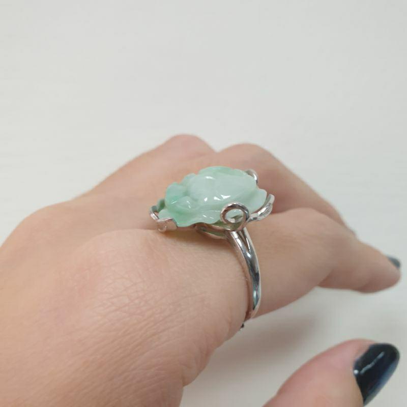 天然緬甸玉A貨-J0211-花戒指寬19mm厚5mm• 925銀台可調式戒圍💰特價888元-細節圖3