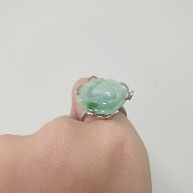 天然緬甸玉A貨-J0211-花戒指寬19mm厚5mm• 925銀台可調式戒圍💰特價888元-細節圖4