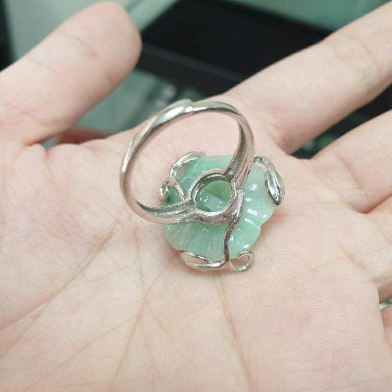 天然緬甸玉A貨-J0211-花戒指寬19mm厚5mm• 925銀台可調式戒圍💰特價888元-細節圖6