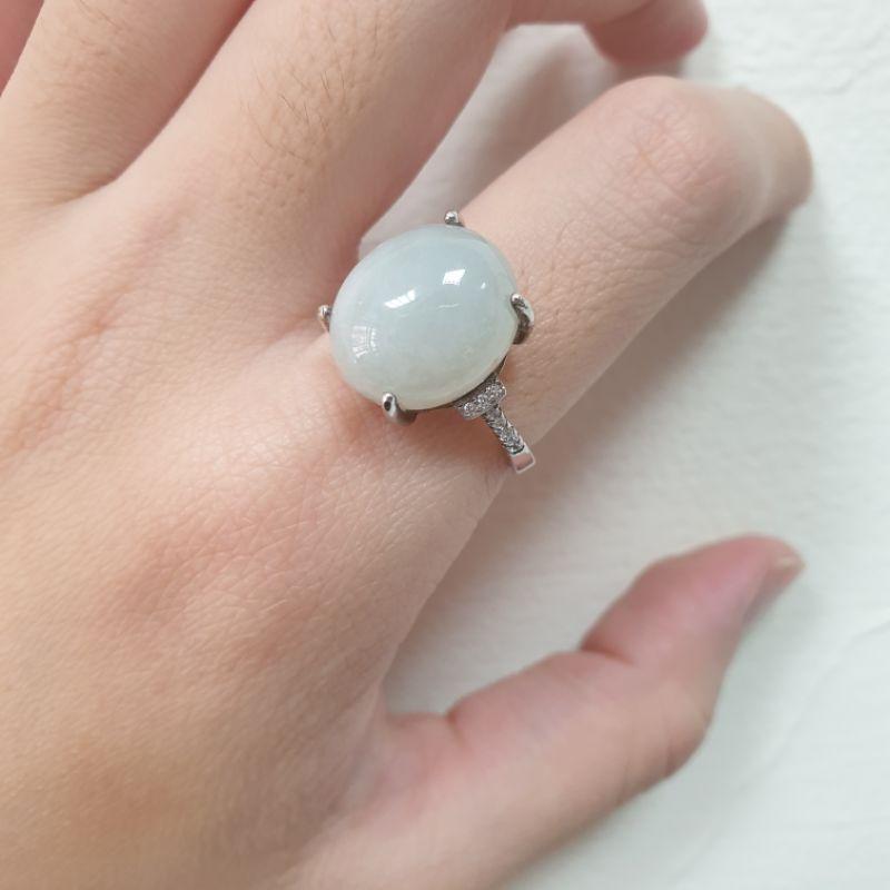 天然緬甸玉A貨-蛋面戒指-J0117-長14.5mm寬12.5mm厚8.9mm♥️特價1500元🌟925銀台-細節圖5