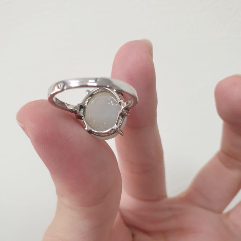 天然緬甸玉A貨-蛋面戒指-J0117-長14.5mm寬12.5mm厚8.9mm♥️特價1500元🌟925銀台-細節圖6