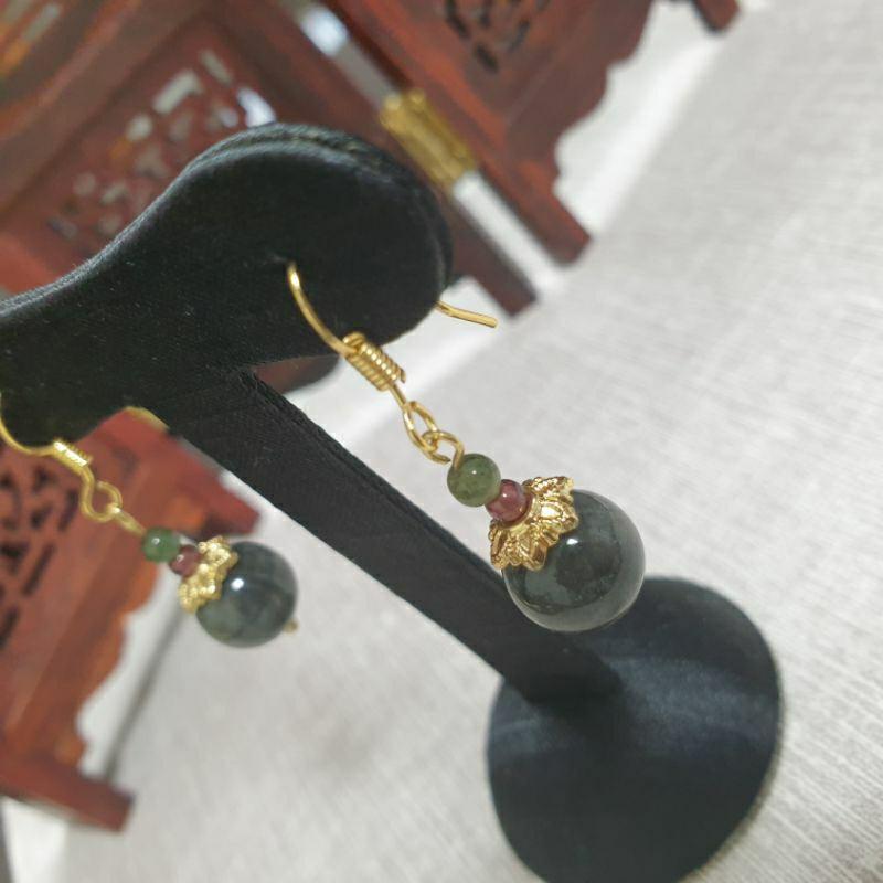 天然緬甸A玉-E0050-925銀烏雞耳飾珠寬9.7mm💰特價500元-細節圖3