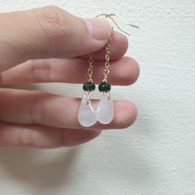 天然緬甸玉A貨-E0021-冰種水滴耳飾主石長14.7mm寬8.4mm厚3.6mm💰特價1280元🔸️925銀耳勾-細節圖4