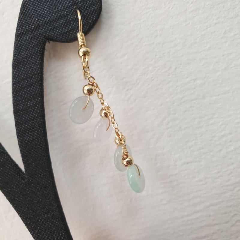 天然緬甸玉A貨-E0028-冰糯耳飾總長度4.5公分💰特價999元🔸️925銀耳勾-細節圖2