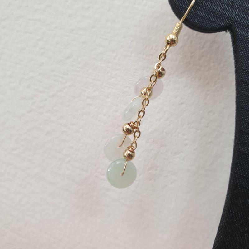 天然緬甸玉A貨-E0028-冰糯耳飾總長度4.5公分💰特價999元🔸️925銀耳勾-細節圖3