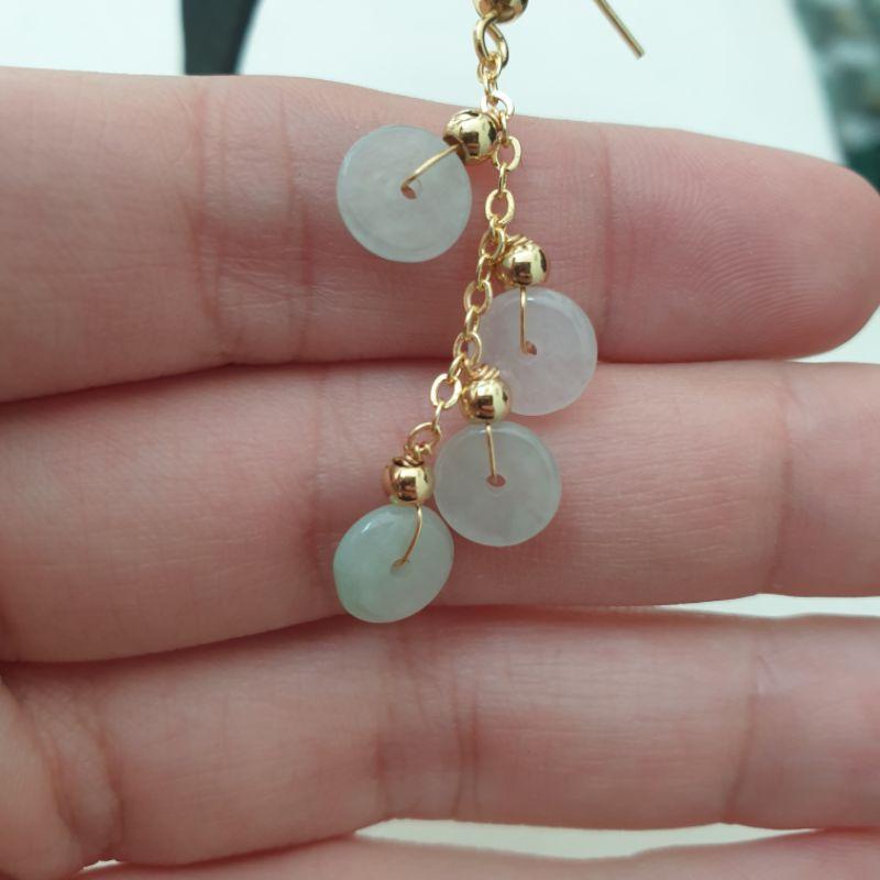 天然緬甸玉A貨-E0028-冰糯耳飾總長度4.5公分💰特價999元🔸️925銀耳勾-細節圖4