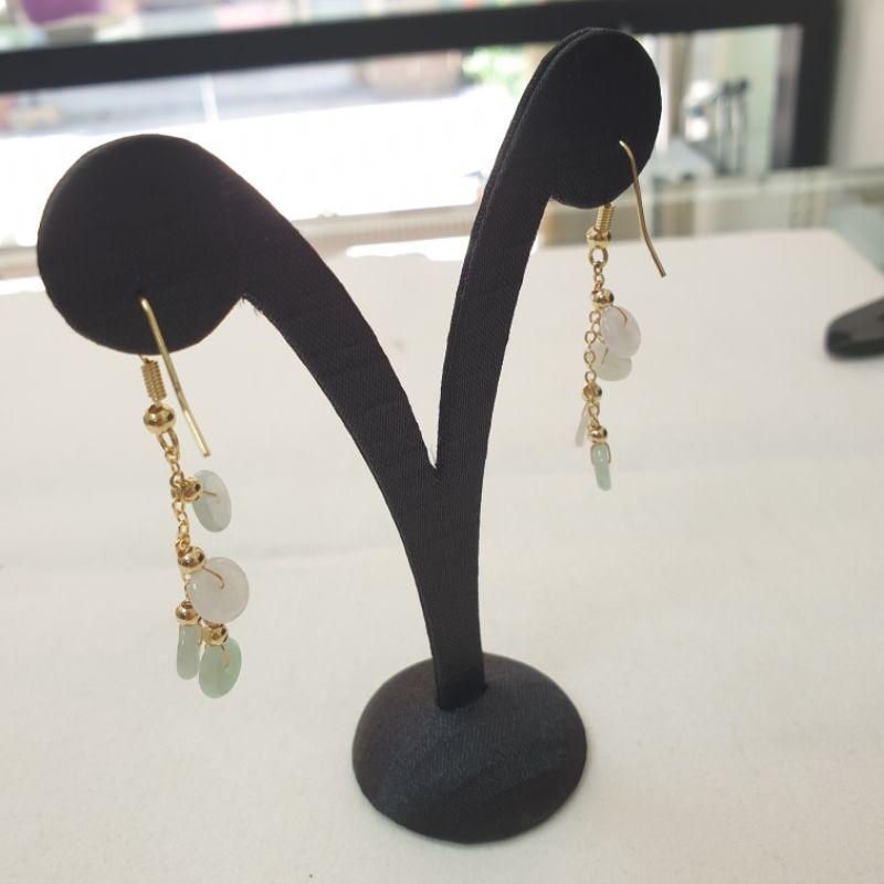 天然緬甸玉A貨-E0028-冰糯耳飾總長度4.5公分💰特價999元🔸️925銀耳勾-細節圖5