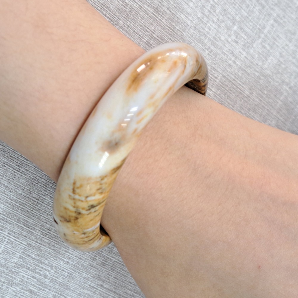 逸品軒~天然樹化玉鐲-B1101-   寬15.3mm厚8.5mm內徑58.5mm約18.5圍   • 有一小缺口-細節圖4