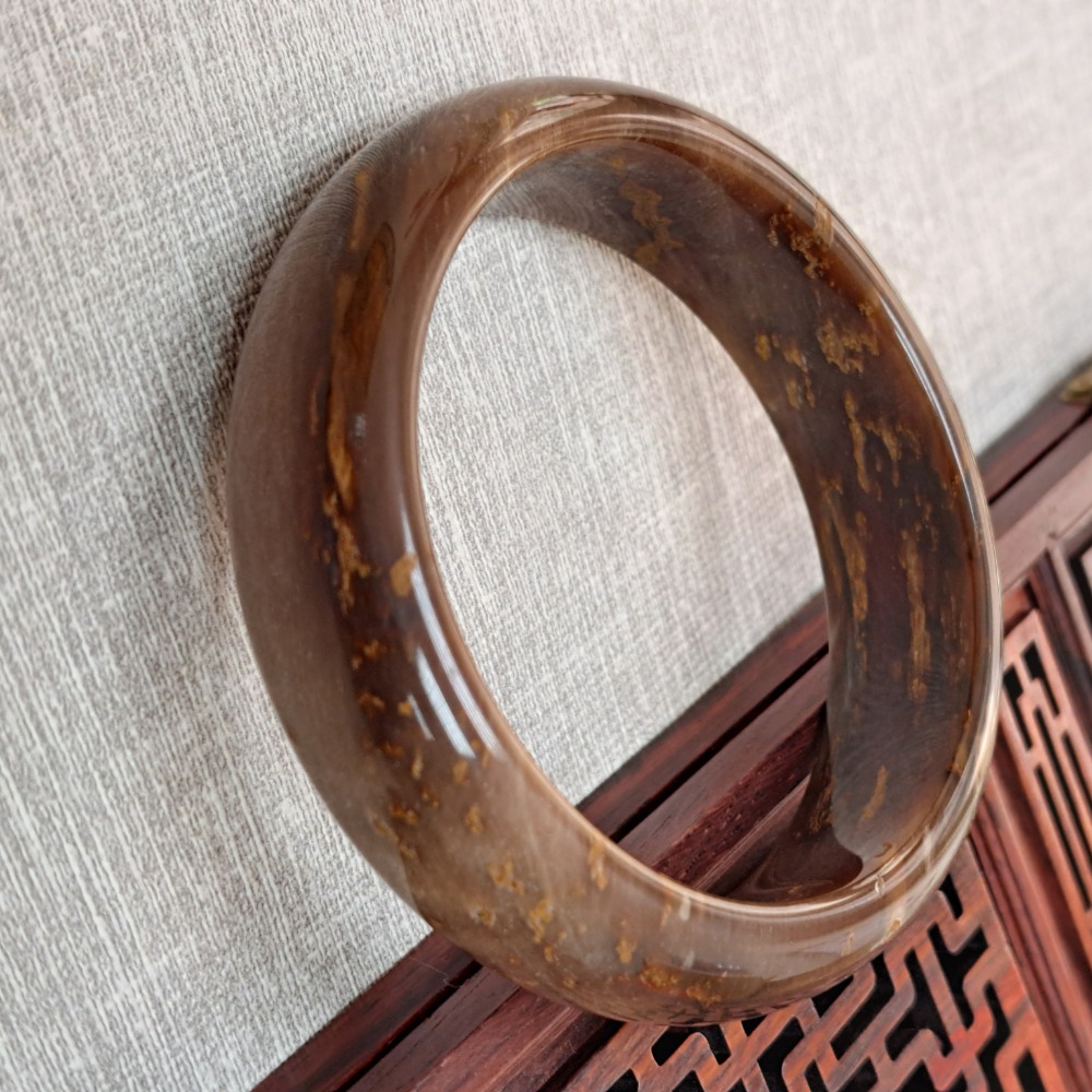 逸品軒~天然樹化玉鐲-B1102-  寬18.5mm厚8.3mm內徑61.1mm約19.4圍  💰特價2000元-細節圖3