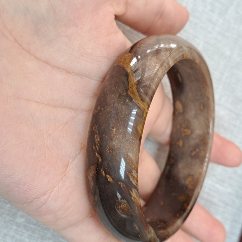 逸品軒~天然樹化玉鐲-B1102-  寬18.5mm厚8.3mm內徑61.1mm約19.4圍  💰特價2000元-細節圖5