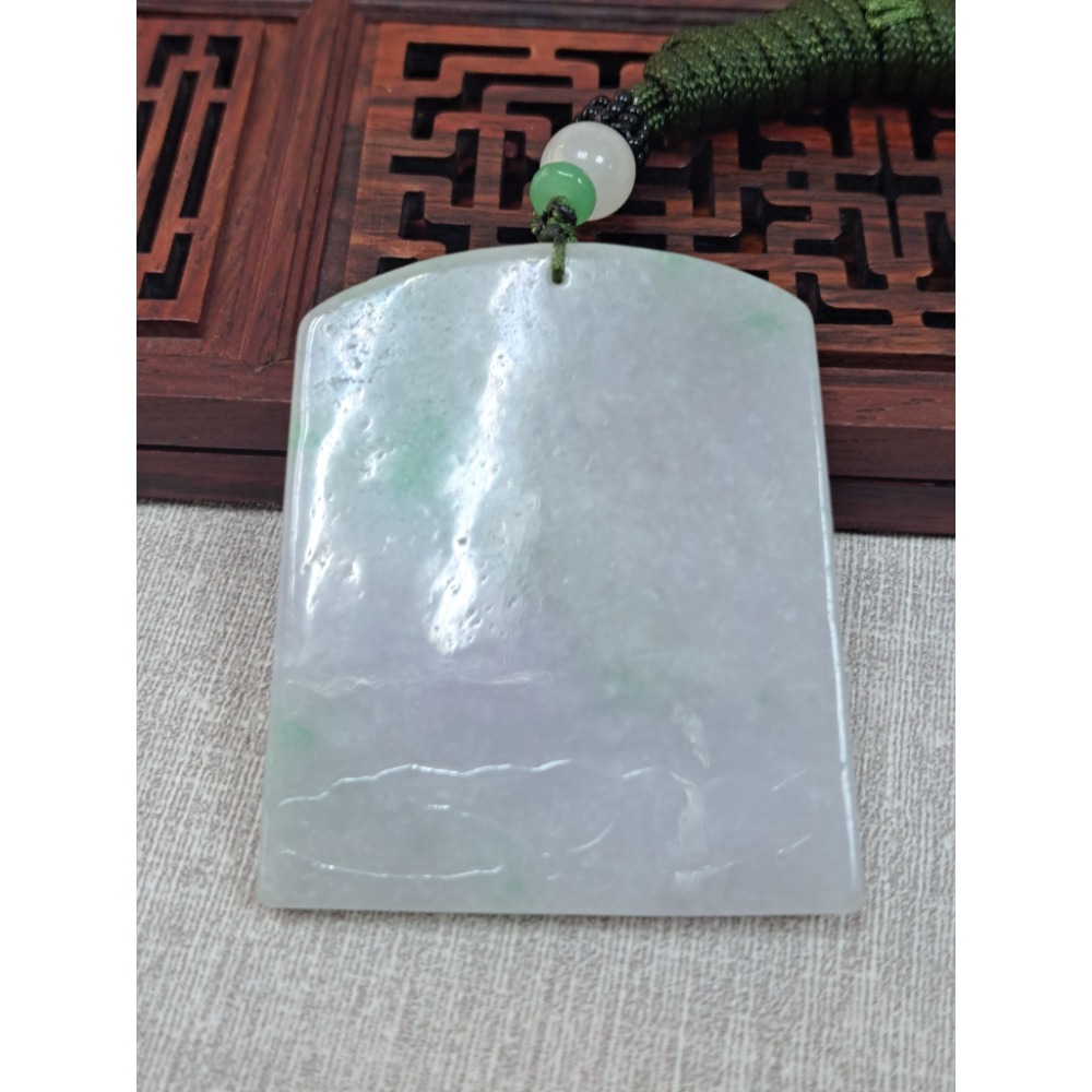 逸品軒～天然緬甸玉A貨-Z5920-春彩晴水喜上眉梢墜子 長54mm寬45.5mm厚4.6mm 💰特價1500元 •-細節圖4
