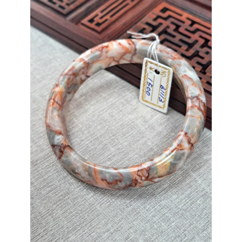 逸品軒~硃砂手鐲-B1113-  寬14.6mm厚8.4mm內徑57.1mm約18.1圍  💰特價1500元 鐲邊有點-細節圖3