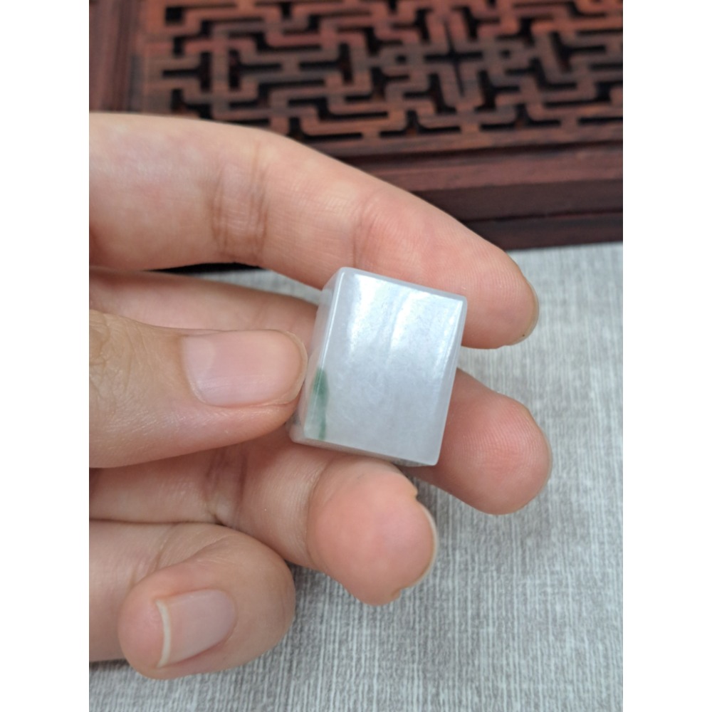 逸品軒～天然緬甸玉A貨-O0387-飄花貔貅小擺件/印章  高27mm寬18.5mm厚14.4mm  💰特價2000元-細節圖5