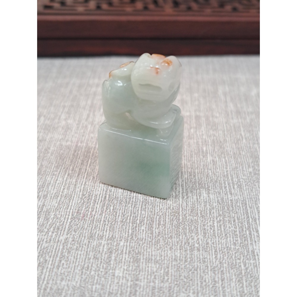 逸品軒～天然緬甸玉A貨-O0388-灑金貔貅小擺件/印章  高33.6mm寬17.9mm厚13.2mm  💰特價200-細節圖3