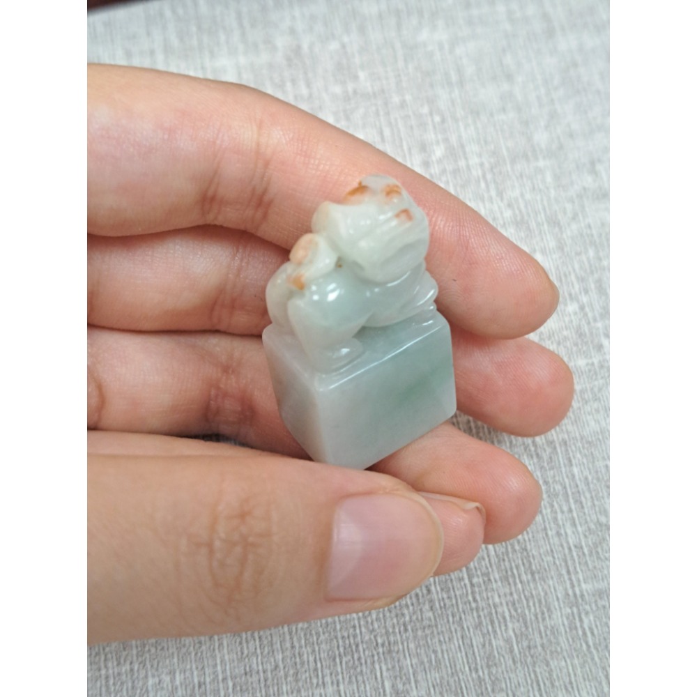 逸品軒～天然緬甸玉A貨-O0388-灑金貔貅小擺件/印章  高33.6mm寬17.9mm厚13.2mm  💰特價200-細節圖5