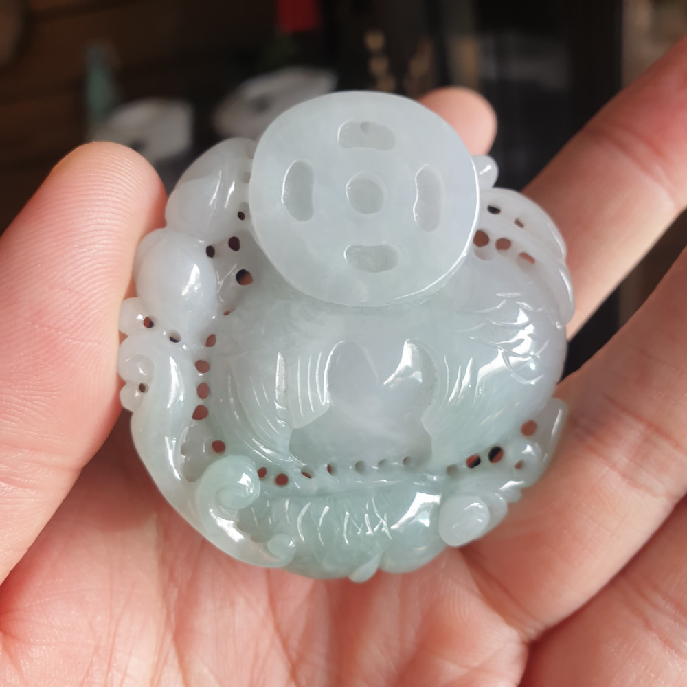 逸品軒~天然緬甸玉A貨-R1933-細糯貓頭鷹墜子 長52mm寬50.2mm厚12.8mm 水頭好，玉質細膩。雕工精細-細節圖5