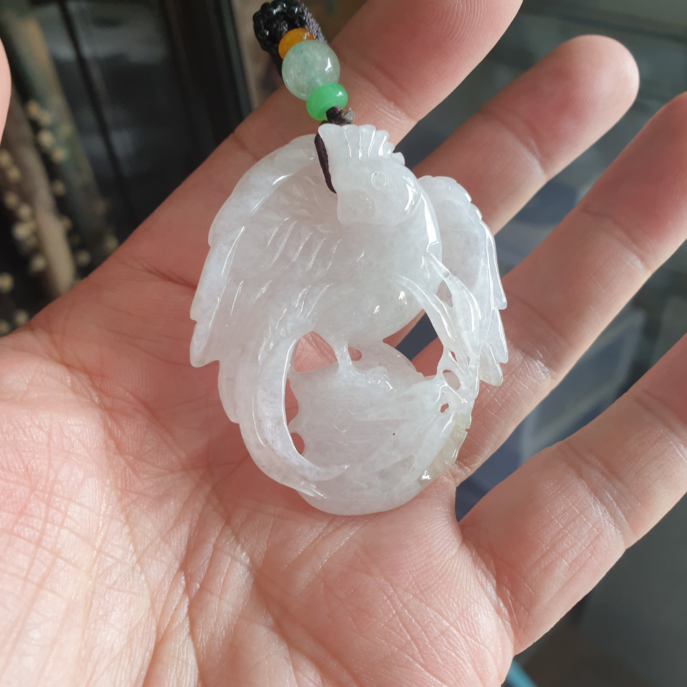 逸品軒~天然緬甸玉A貨-R1937-冰糯鸚鵡墜子 長53.3mm寬45.2mm厚8.8mm 料子好，種水好，栩栩如生。-細節圖6