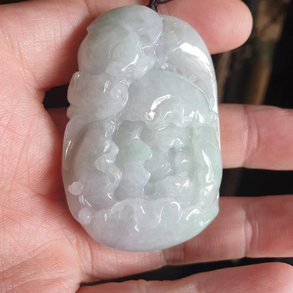 逸品軒~天然緬甸玉A貨-R1943-細糯招財墜子 長57.5mm寬40.5mm厚14.5mm 水頭好，玉質細膩。-細節圖7