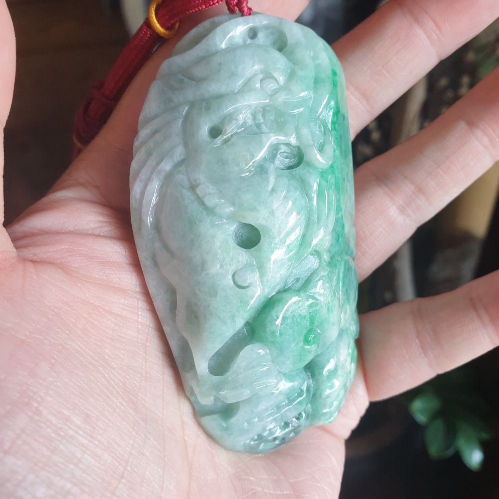 逸品軒~天然緬甸玉A貨-R1952-龍如意手把件 長89.7mm寬49.3mm厚27.9mm 金龍如意祥雲,寓意事事如-細節圖4