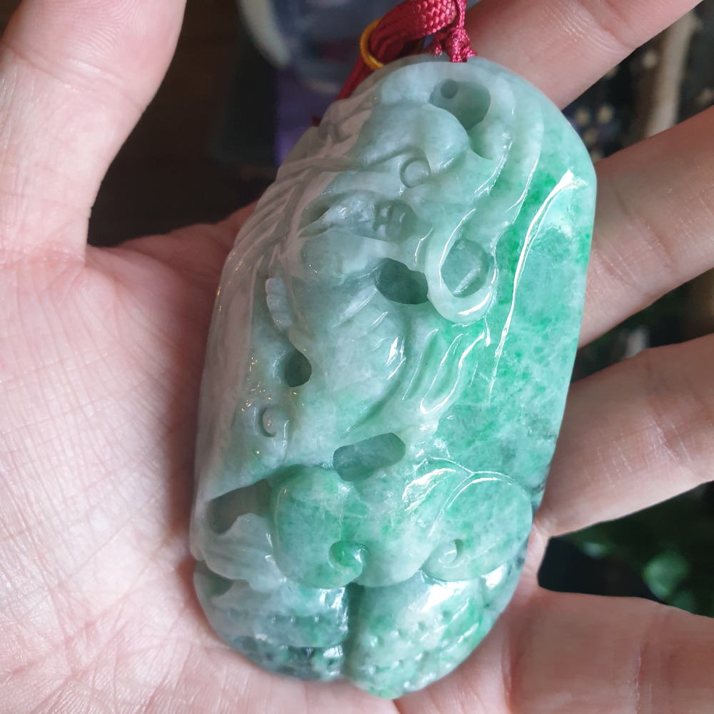 逸品軒~天然緬甸玉A貨-R1952-龍如意手把件 長89.7mm寬49.3mm厚27.9mm 金龍如意祥雲,寓意事事如-細節圖5