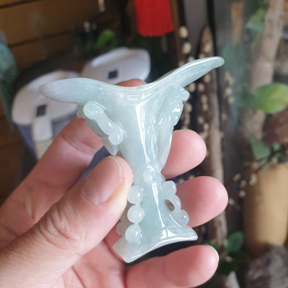 逸品軒~天然緬甸玉A貨-R1957-冰古代酒樽 長61.6mm寬67.8mm厚13.4mm 料子好，種水好。-細節圖4