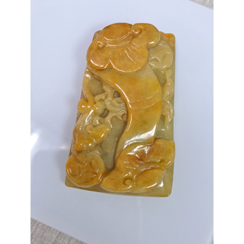 逸品軒天然緬甸玉A貨-Z5932-黃翡如意鼠來寶墜子 長60.4mm寬36.5mm厚10.7mm 💰特價1980元-細節圖2