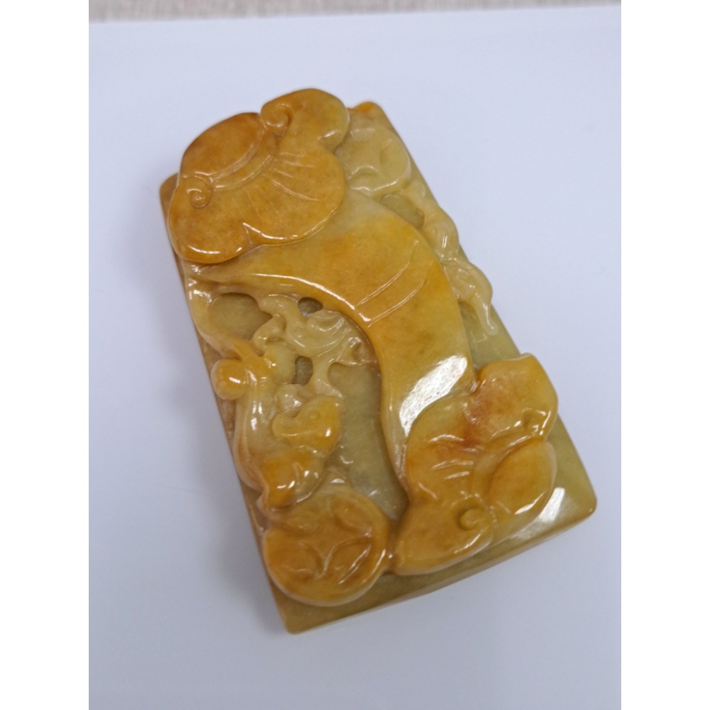 逸品軒天然緬甸玉A貨-Z5932-黃翡如意鼠來寶墜子 長60.4mm寬36.5mm厚10.7mm 💰特價1980元-細節圖4