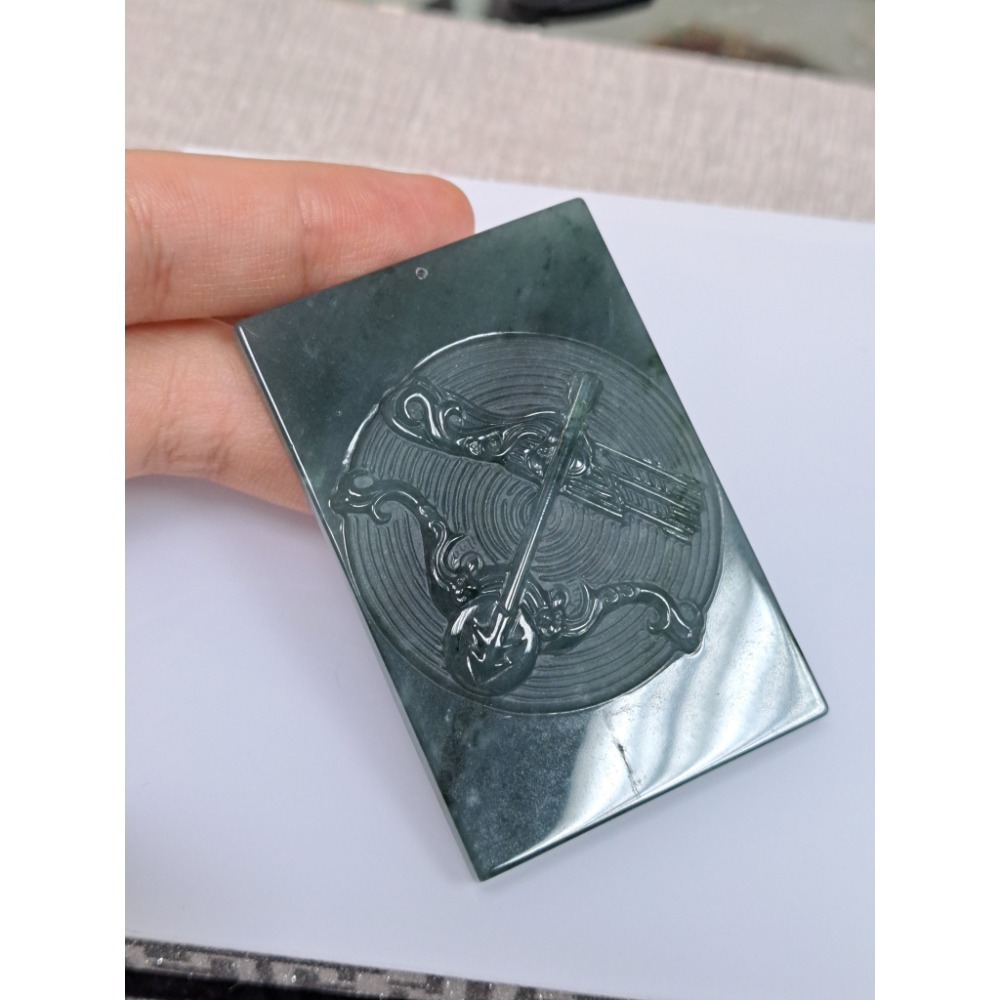 逸品軒~天然玉A貨-Z5937-瓜料星座牌射手座墜子 長60mm寬40mm厚7.7mm 💰特價1800元 ⚠️購買前請-細節圖2