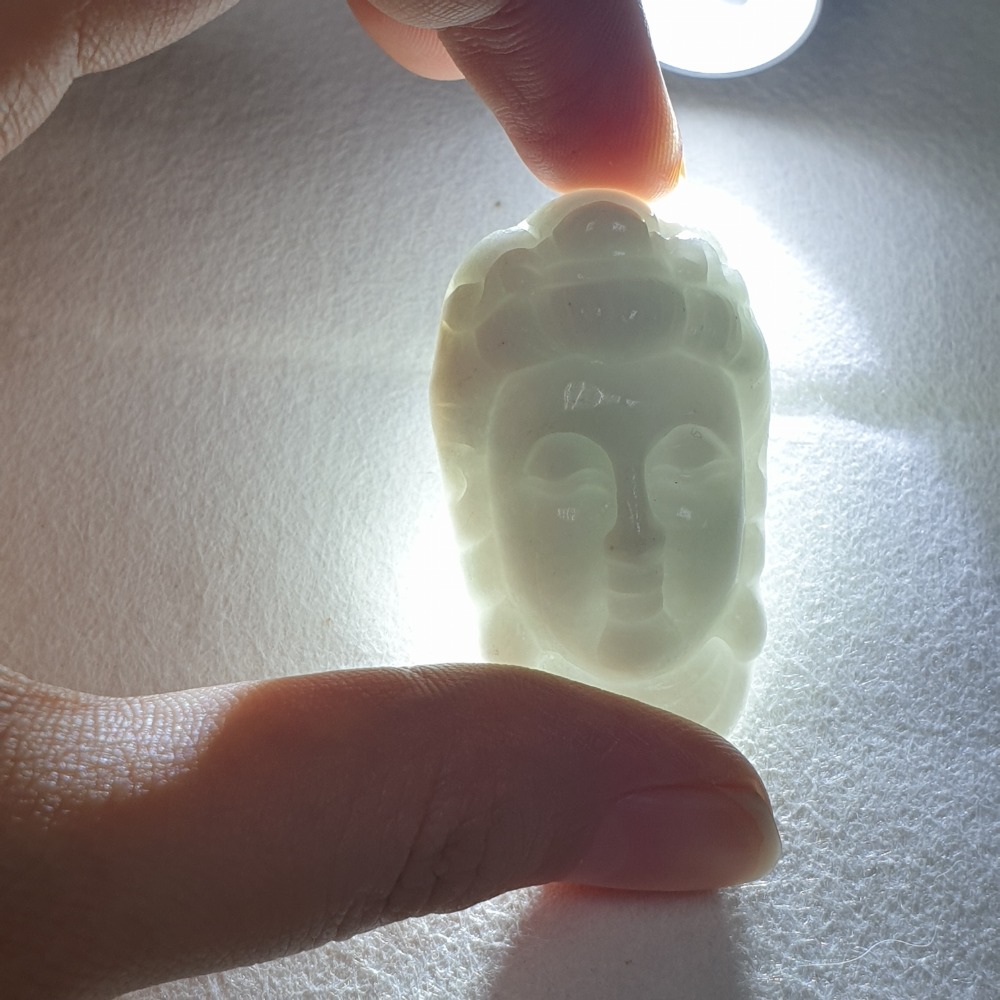 逸品軒～天然緬甸玉A貨-Z5954-佛首墜子 長43.6mm寬25mm厚13.6mm 💰特價299元 • 觀世音菩薩是-細節圖6