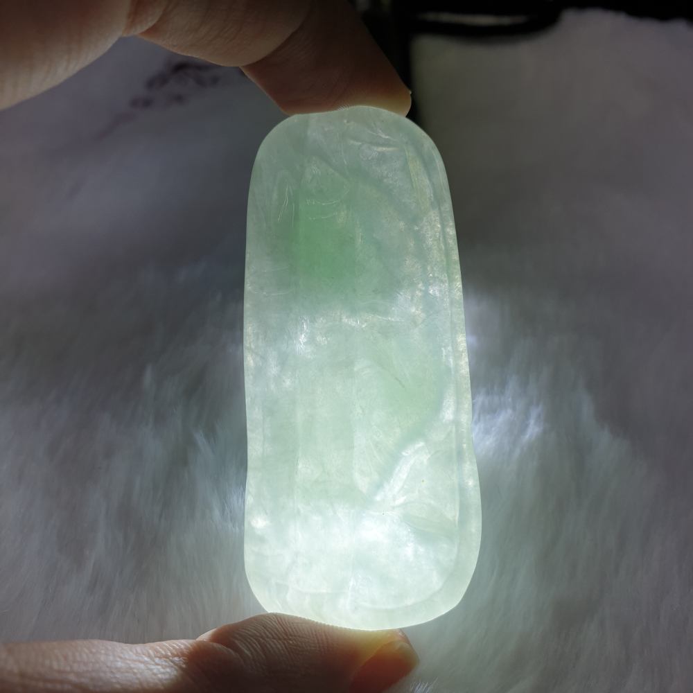 天然緬甸玉A貨-Z5987-冰糯帶綠仙鶴墜子  長62.8mm寬27.8mm厚6.2mm  💰特價2380元-細節圖7