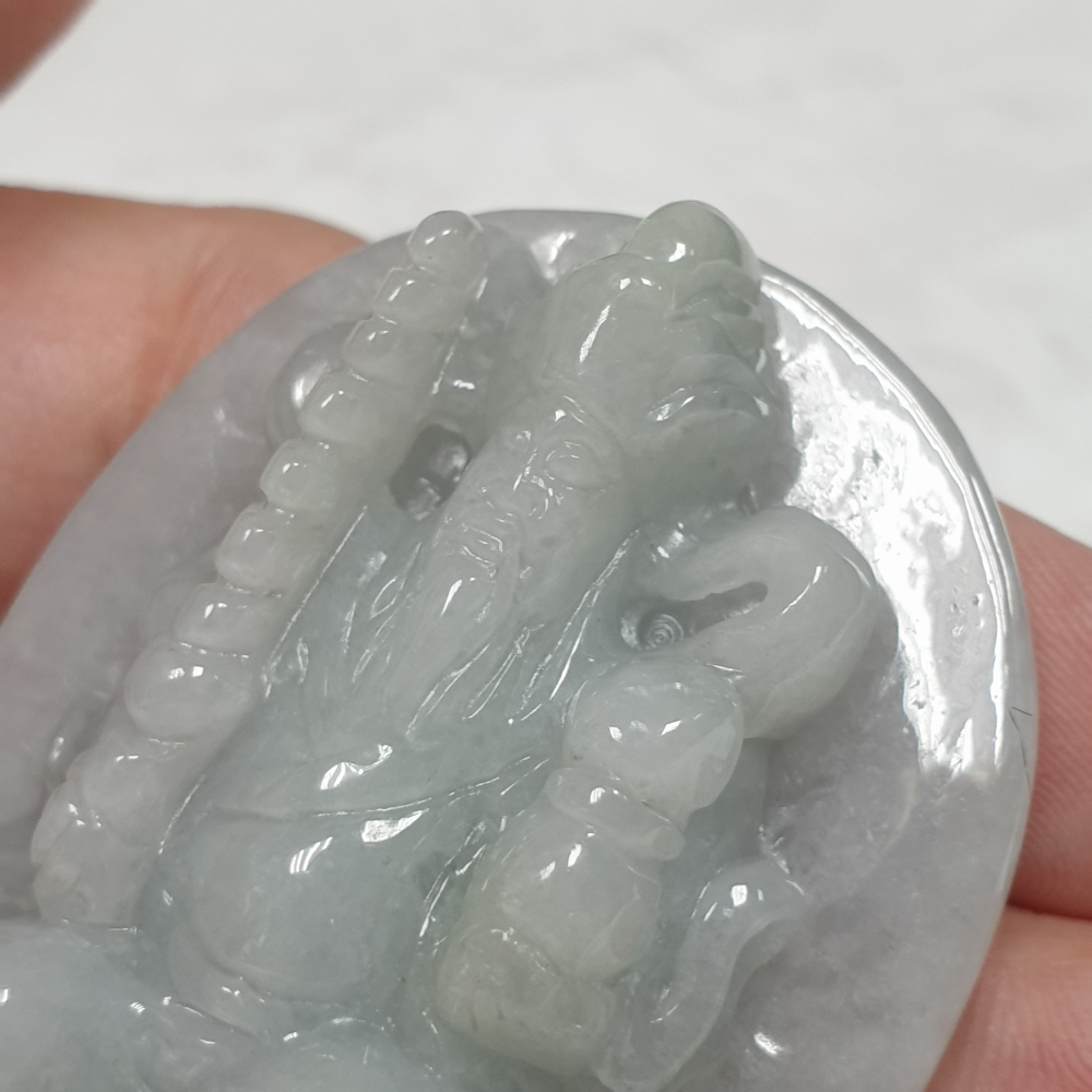 天然緬甸玉A貨-Z6002-細糯武財神墜子(趙公明)  長61.3mm寬43.8mm厚12.3mm 💰特價2200元-細節圖3