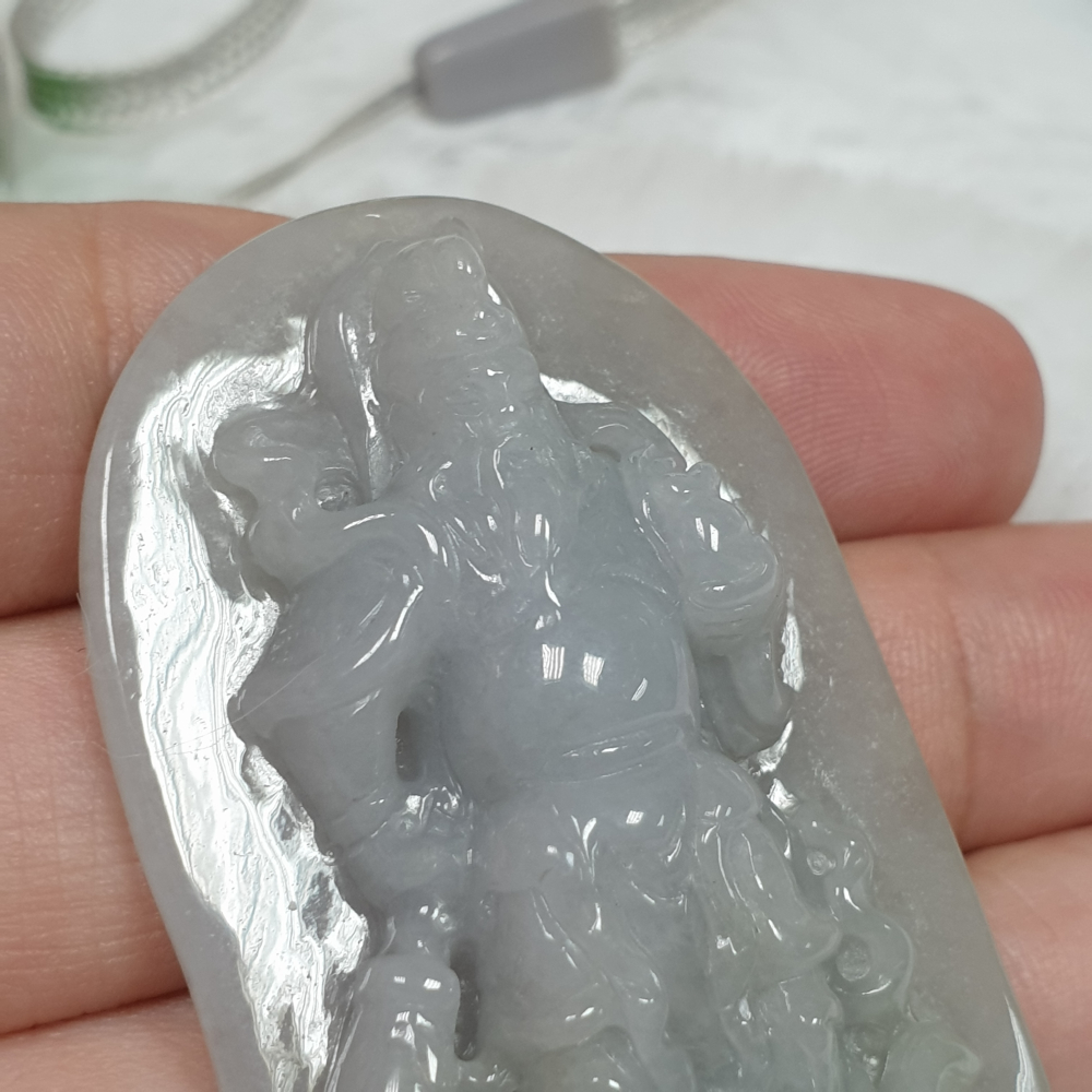 天然緬甸玉A貨-Z6004-細糯御龍關公墜子  長63mm寬35.1mm厚11.3mm  💰特價2280元-細節圖4