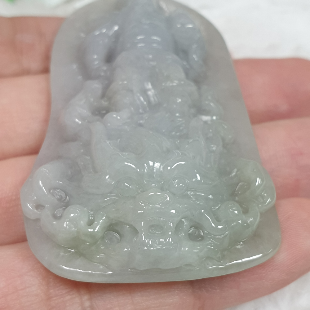 天然緬甸玉A貨-Z6004-細糯御龍關公墜子  長63mm寬35.1mm厚11.3mm  💰特價2280元-細節圖5