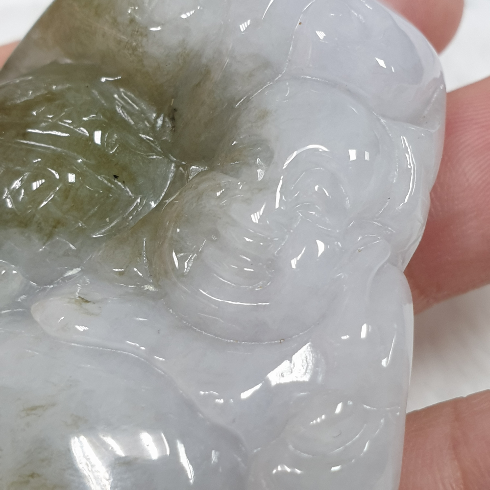 天然緬甸玉A貨-Z6005-雙色彌勒佛墜子  長72mm寬48mm厚13.7mm  💰特價500元-細節圖3