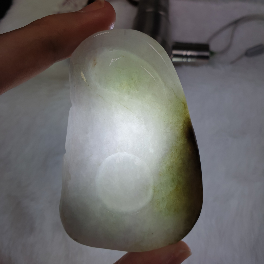 天然緬甸玉A貨-Z6005-雙色彌勒佛墜子  長72mm寬48mm厚13.7mm  💰特價500元-細節圖7